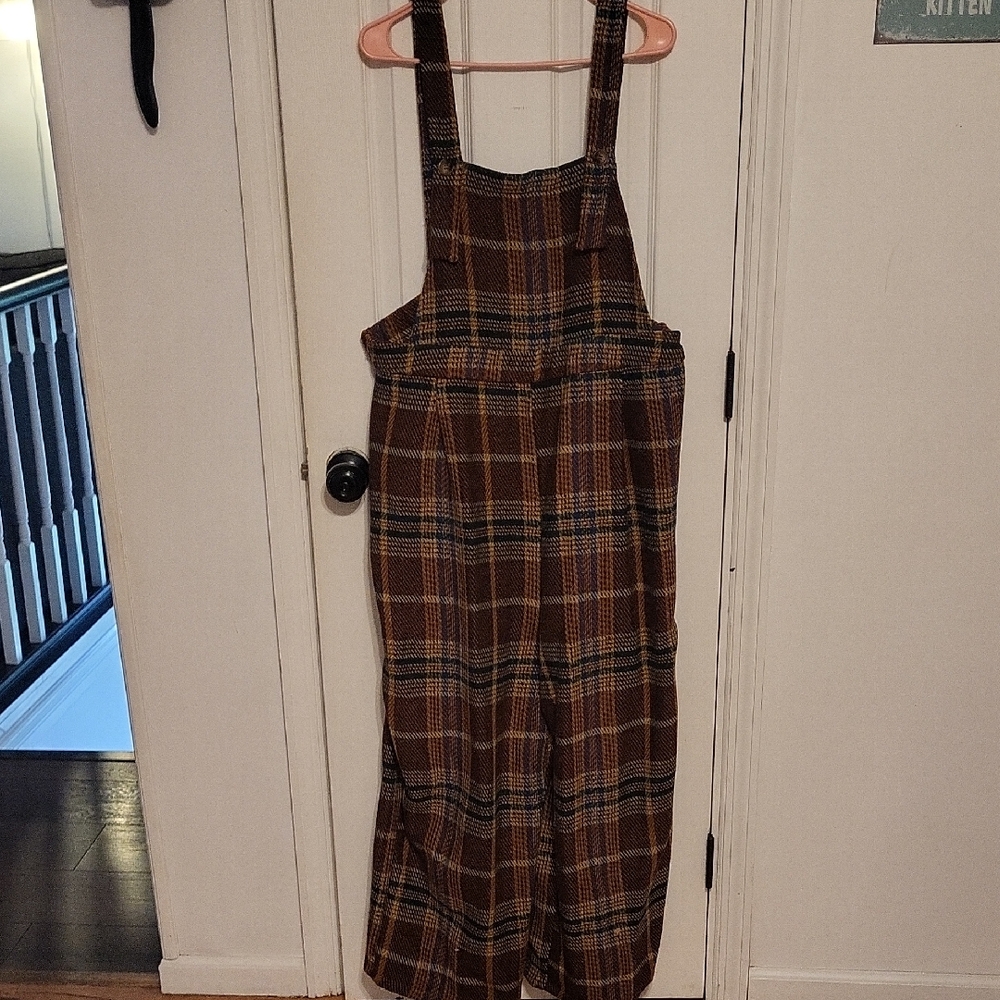 Plaid Brown Jumpsuit for Women
